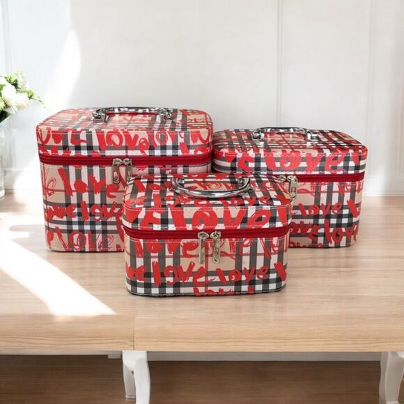 Essentials Makeup Box Set of 3 Cosmetic / Jewelry / Bridal / Trousseau Box PU - Picture 1 of 5